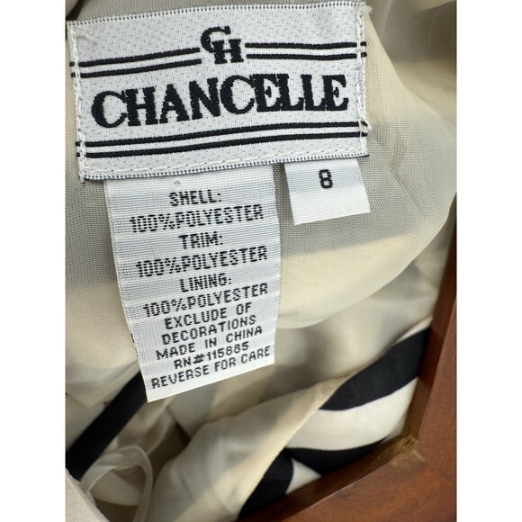 CHANCELLE DRESS BLACK WHITE STRIPED PINK BOTTOM SIZE 8 SLEEVELESS DRESS - Picture 8 of 9